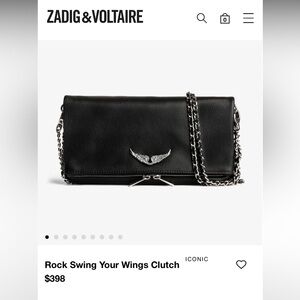 NWOT Zadig & Voltaire Rock Swing Your Wings Clutch